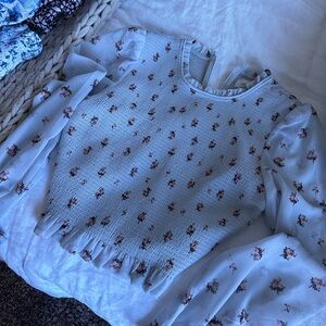 Aritzia Wilfred long sleeve blouse light blue floral pastel